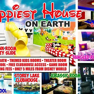 Сasa de vacaciones Happiest House On Earth Near World 9 Bedroom, Pool, Theater, Gameroom, Mickey Bunk With Twisty Slide In Storey